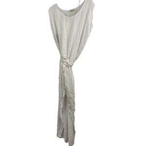 Sofia Made in Italy Maxi Dress One Size OS White Viscose Asymmetrical Drawstring